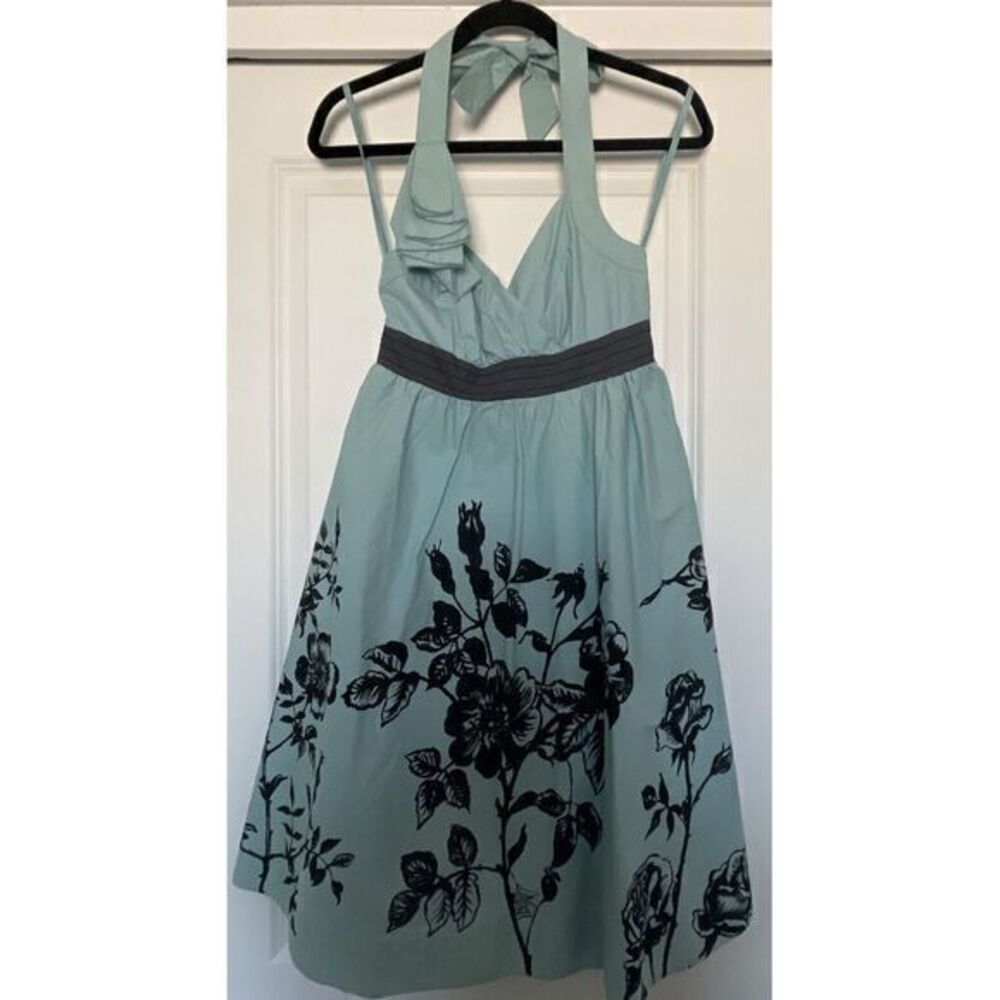 Anthropologie Stemmed Sweetbriar Dress‎ by Nathalie Lete Blue Floral Halter Sz0